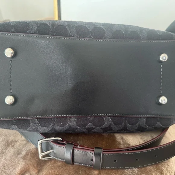 COACH Cara denim with Calfskin shoulder bag - Picture 10 of 12